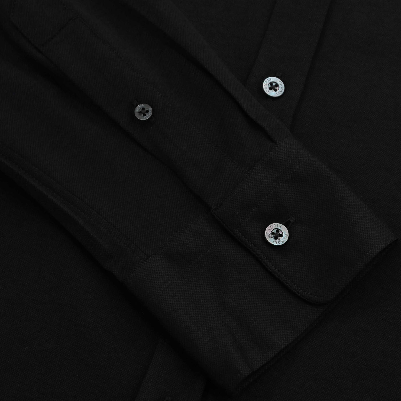 Canali Basic Jersey Stretch Shirt in Black Cuff