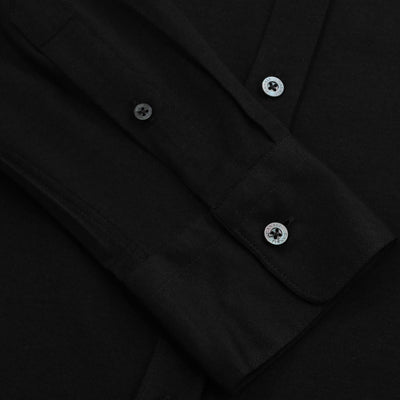 Canali Basic Jersey Stretch Shirt in Black Cuff