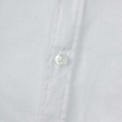 Canali Basic Linen Shirt in White Button