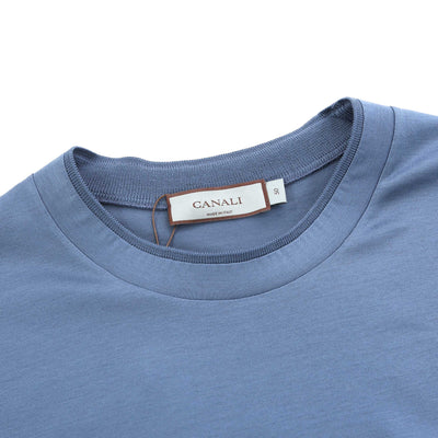 Canali Basic T Shirt in Blue Neck