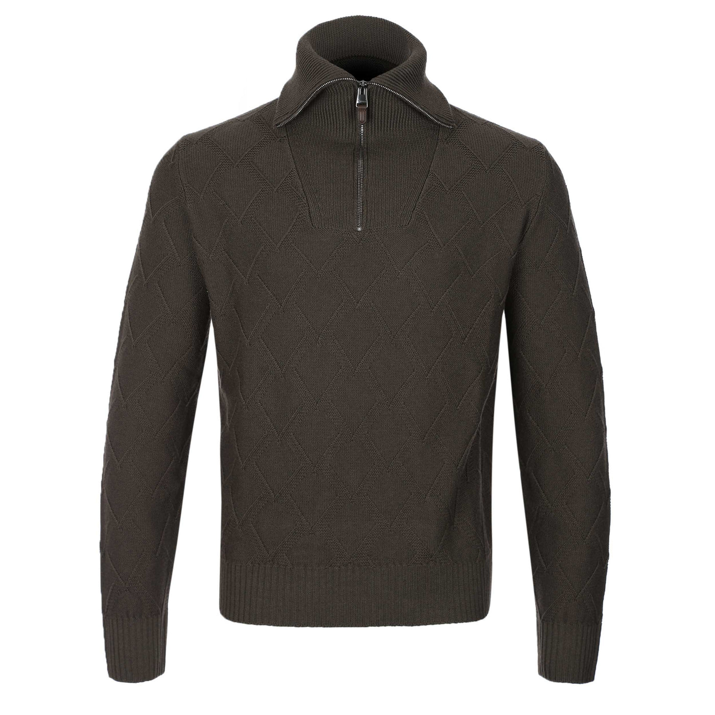 Canali Chunky 1/4 Zip Knitwear in Mushroom