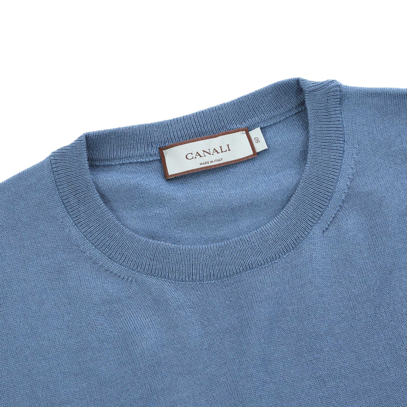 Canali Crew Neck Knitwear in Blue Neck