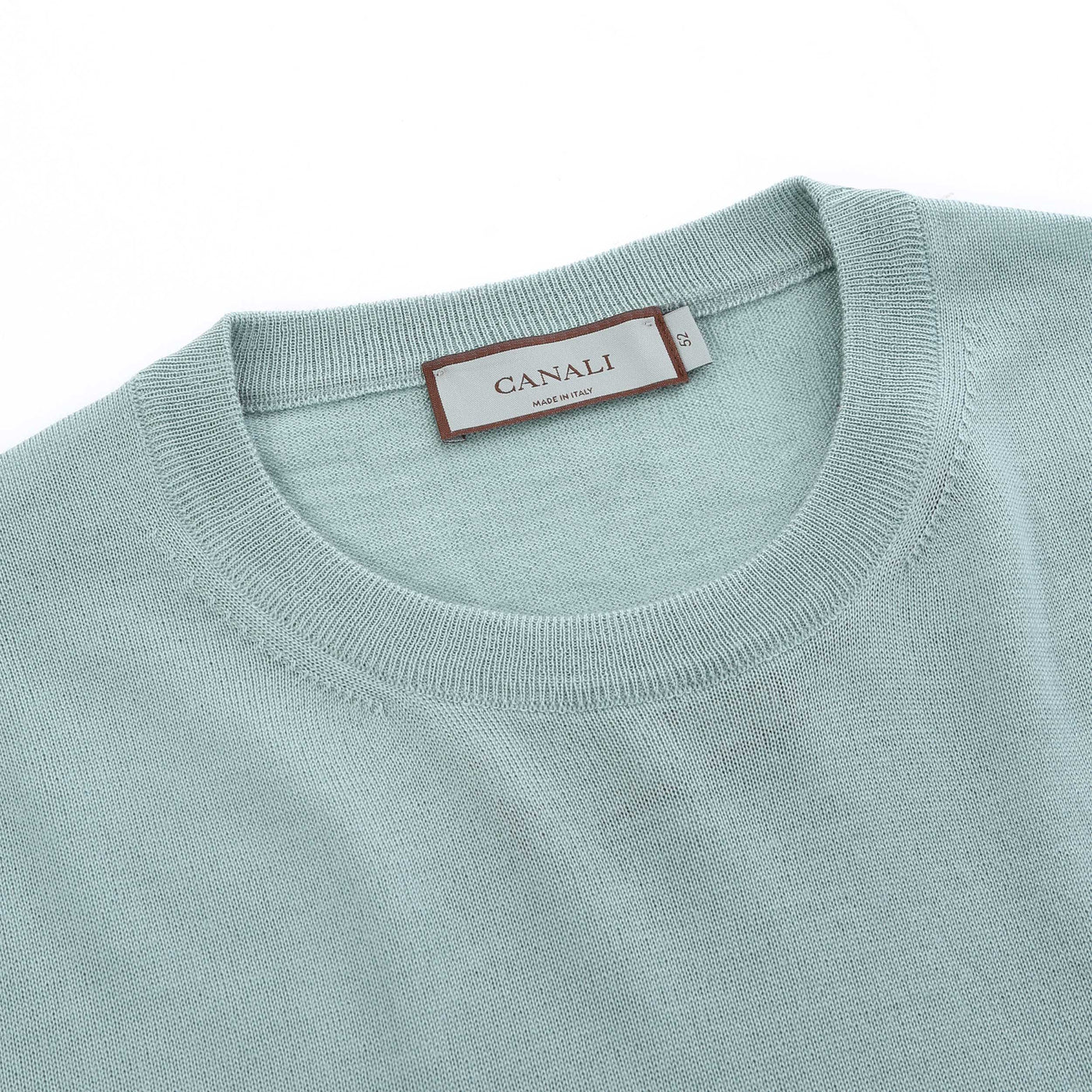 Canali Crew Neck Knitwear in Mint Green Neck