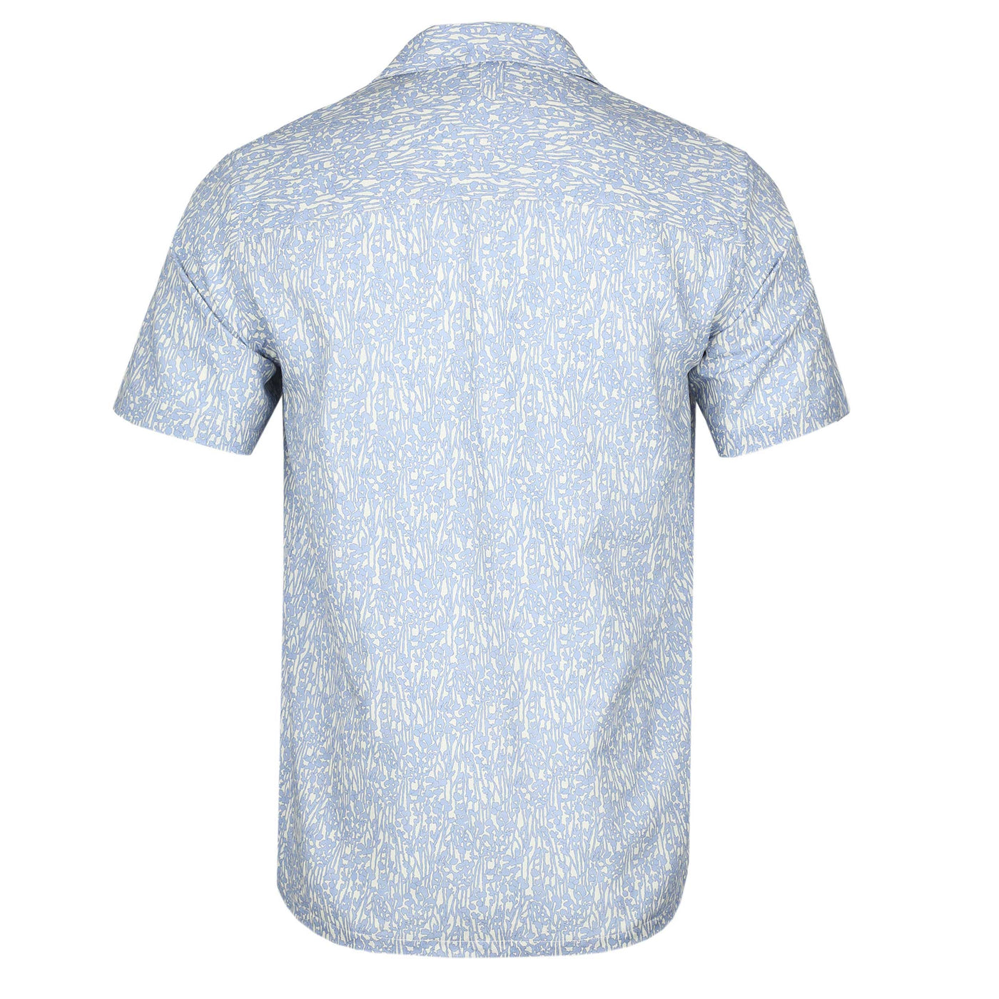 Canali Floral Print Short Sleeve Shirt in Sky Blue Back