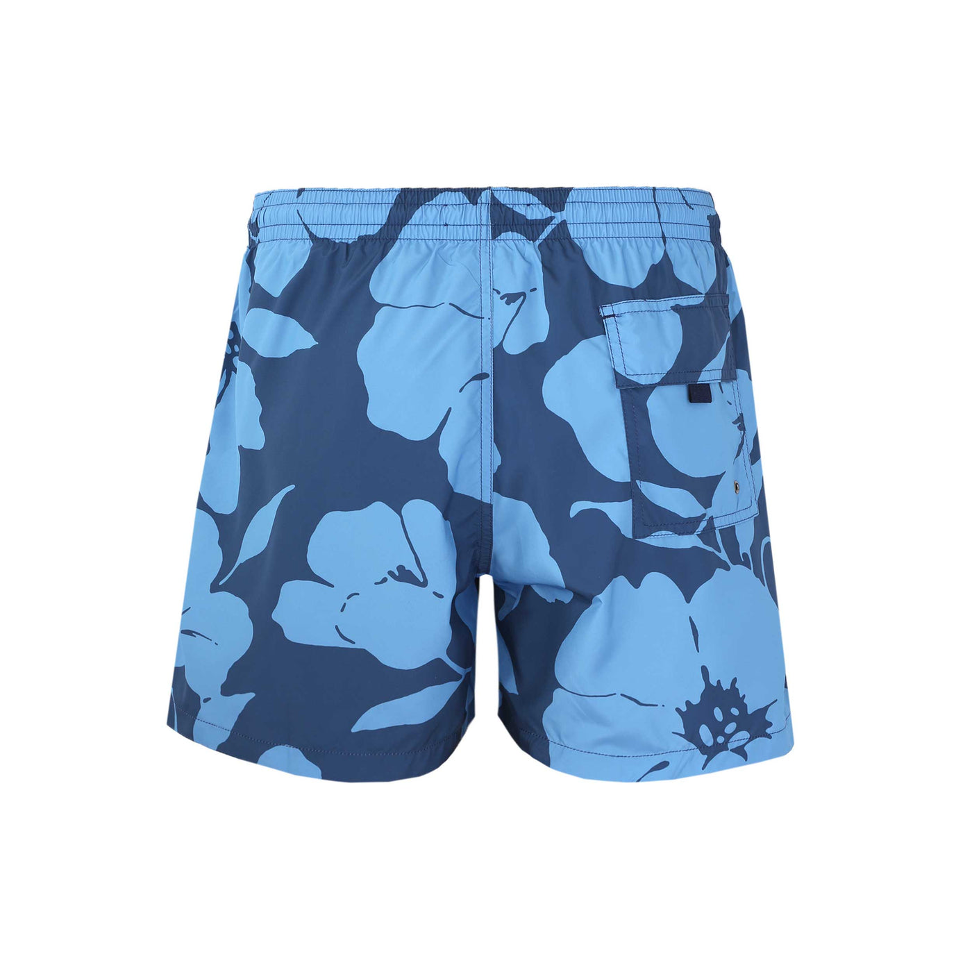 Canali Floral Print Swim Short in Blue Print Back