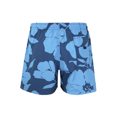 Canali Floral Print Swim Short in Blue Print Back