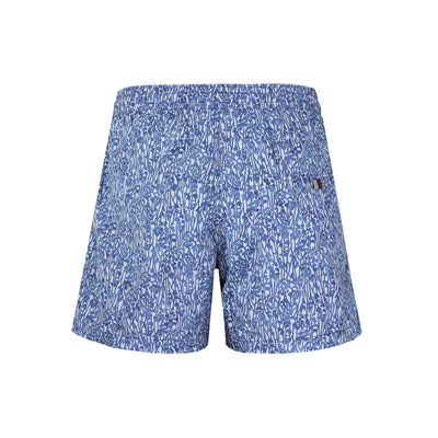 Canali Floral Print Swim Short in Mid Blue Back
