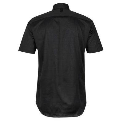 Canali Jersey Stretch Short Sleeve Shirt in Black Back
