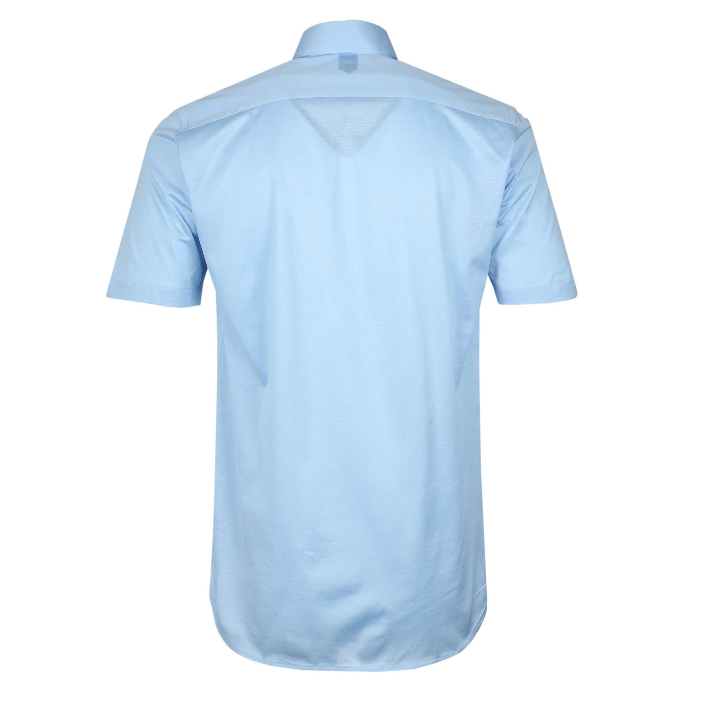Canali Jersey Stretch Short Sleeve Shirt in Sky Blue Back