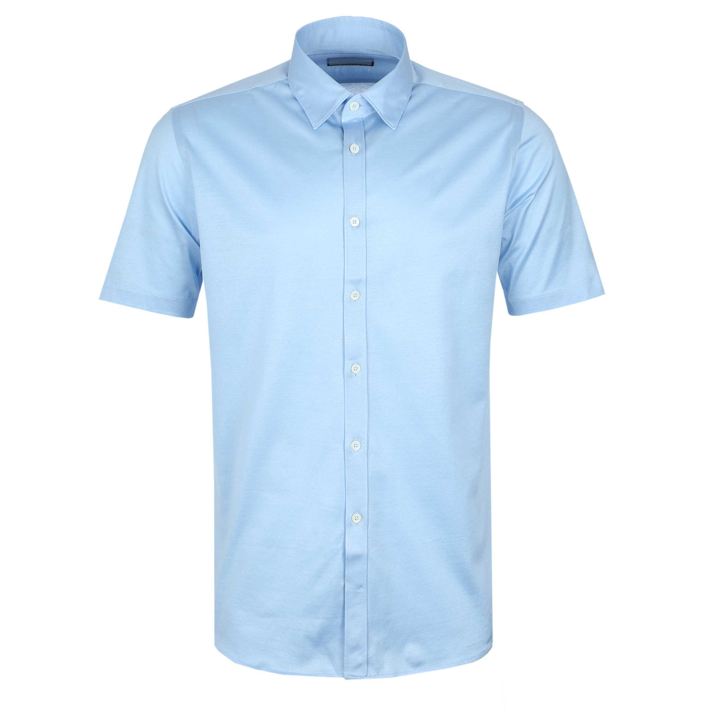 Canali Jersey Stretch Short Sleeve Shirt in Sky Blue