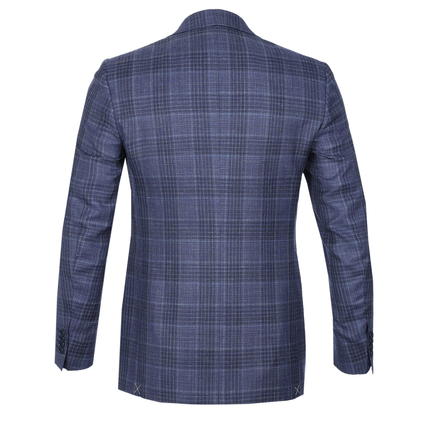 Canali Notch Lapel Milano Jacket in Navy Check Back