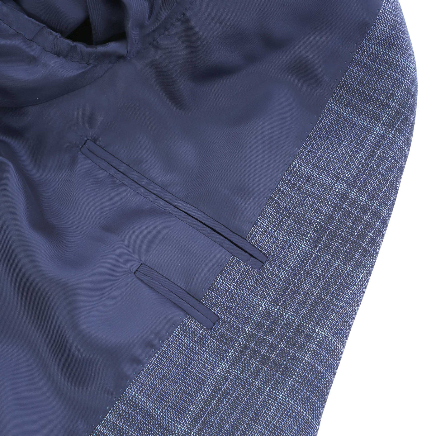 Canali Notch Lapel Milano Jacket in Navy Check Inside Pocket