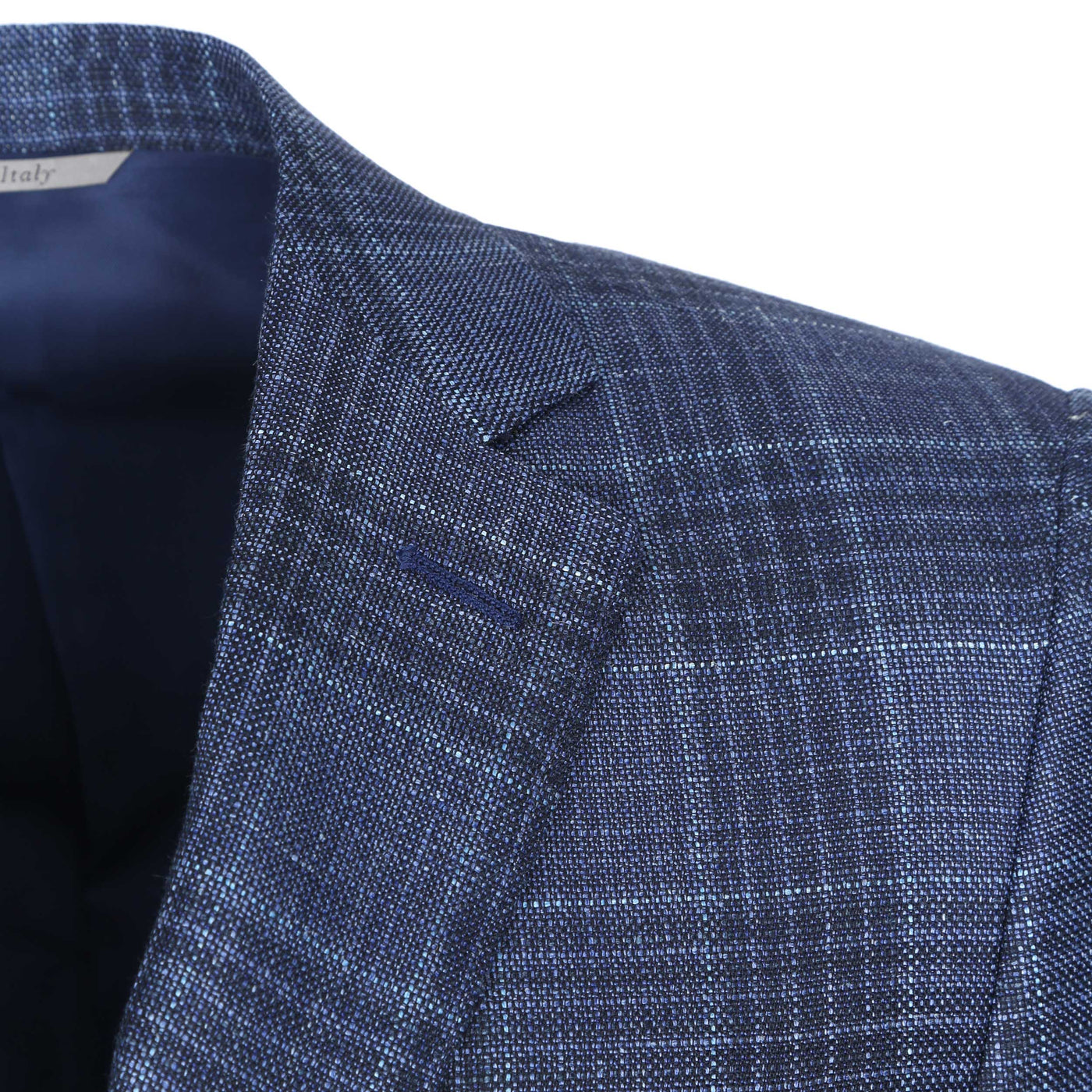 Canali Notch Lapel Milano Jacket in Navy Check Lapel