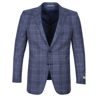 Canali Notch Lapel Milano Jacket in Navy Check