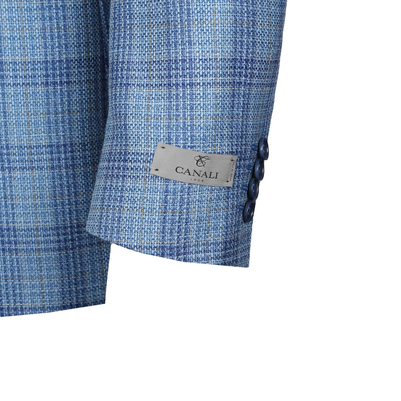 Canali Notch Lapel Milano Jacket in Sky Blue Check Cuff