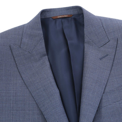 Canali Peak Lapel Microcheck Suit in Airforce Blue Lapels