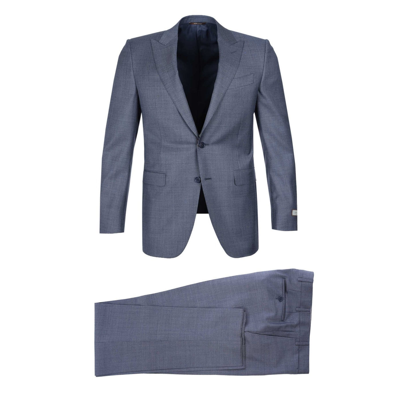 Canali Peak Lapel Microcheck Suit in Airforce Blue