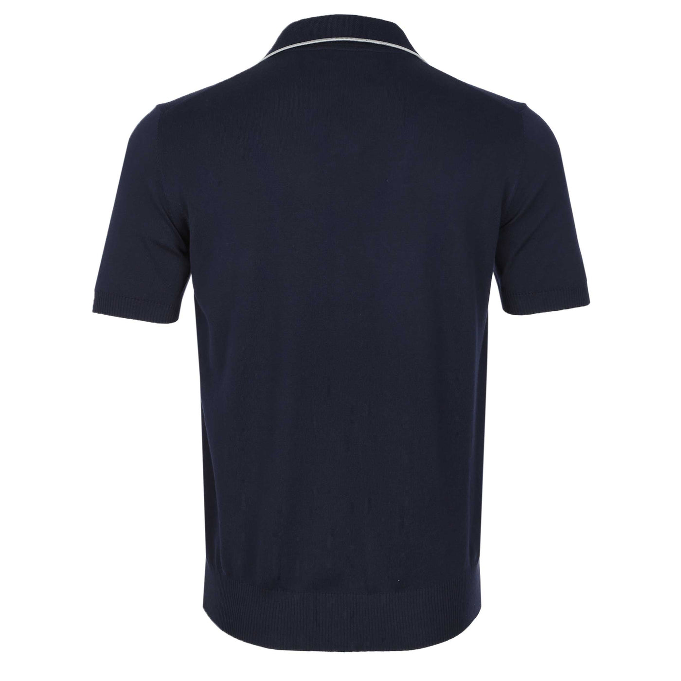 Canali Skipper Collar Knitted Polo in Navy Back