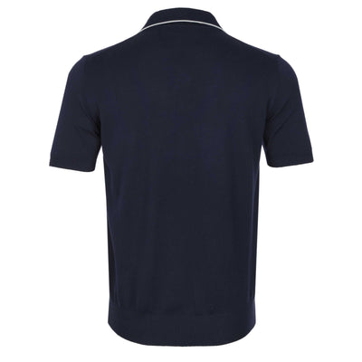 Canali Skipper Collar Knitted Polo in Navy Back