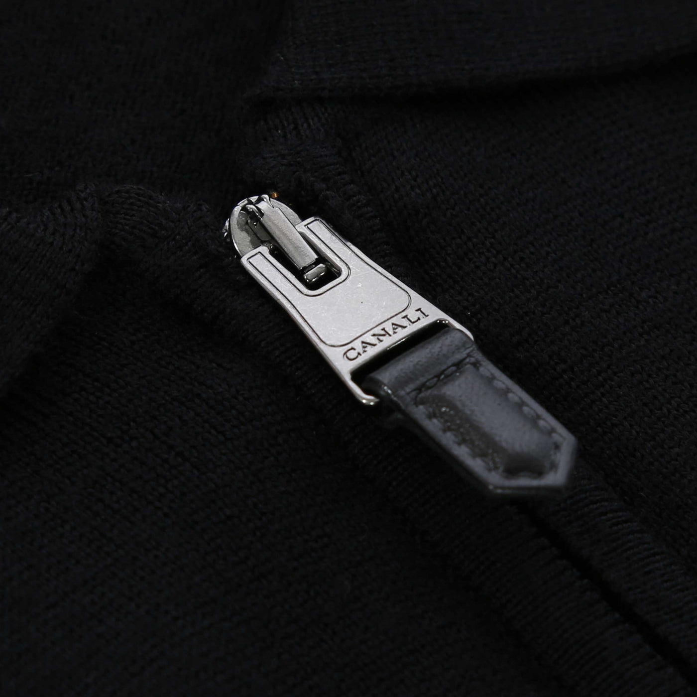Canali Zip Polo Shirt in Black Zip