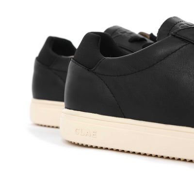 Clae Bradley Essentials Trainer in Black Milled Leather Logo