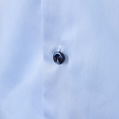 Eton Floral Trim Shirt in Sky Blue Button