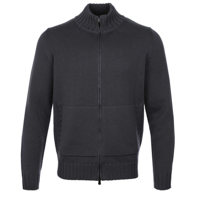 Filippo De Laurentiis Merino Full Zip Cardigan in Gunmetal Grey