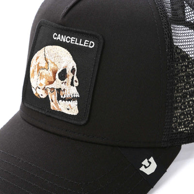 Goorin Bros The Cancelled Skull Trucker Cap in Black Logo