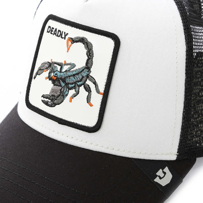 Goorin Bros The Deadliest Scorpion Trucker Cap in Black & White Logo