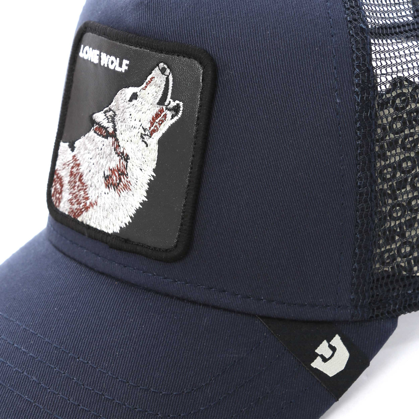 Goorin Bros The Lone Wolf Trucker Cap in Navy Logo