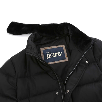 Herno Bomber Arendelle Con Collo Fau Jacket in Black Trim Detached
