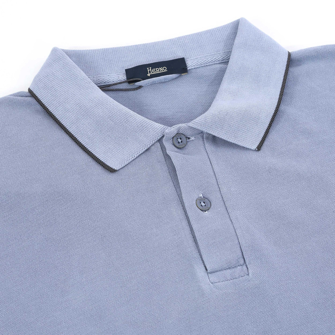 Herno Pique Polo Shirt in Azzurro Blue Collar