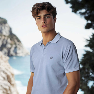 Herno Pique Polo Shirt in Azzurro Blue Model