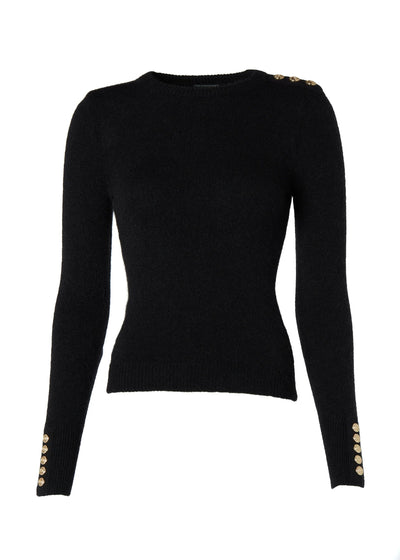 Holland Cooper Amy Crew Neck Knitwear in Black Front