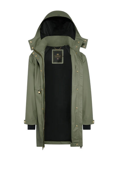 Holland Cooper Chartwell Rain Parka in Sage Front Open