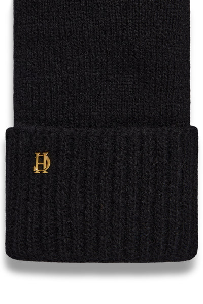 Holland Cooper Classic Logo Knitted Gloves in Black Logo
