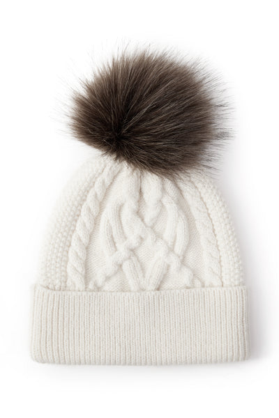 Holland Cooper Cortina Ladies Bobble Hat in Cream Back