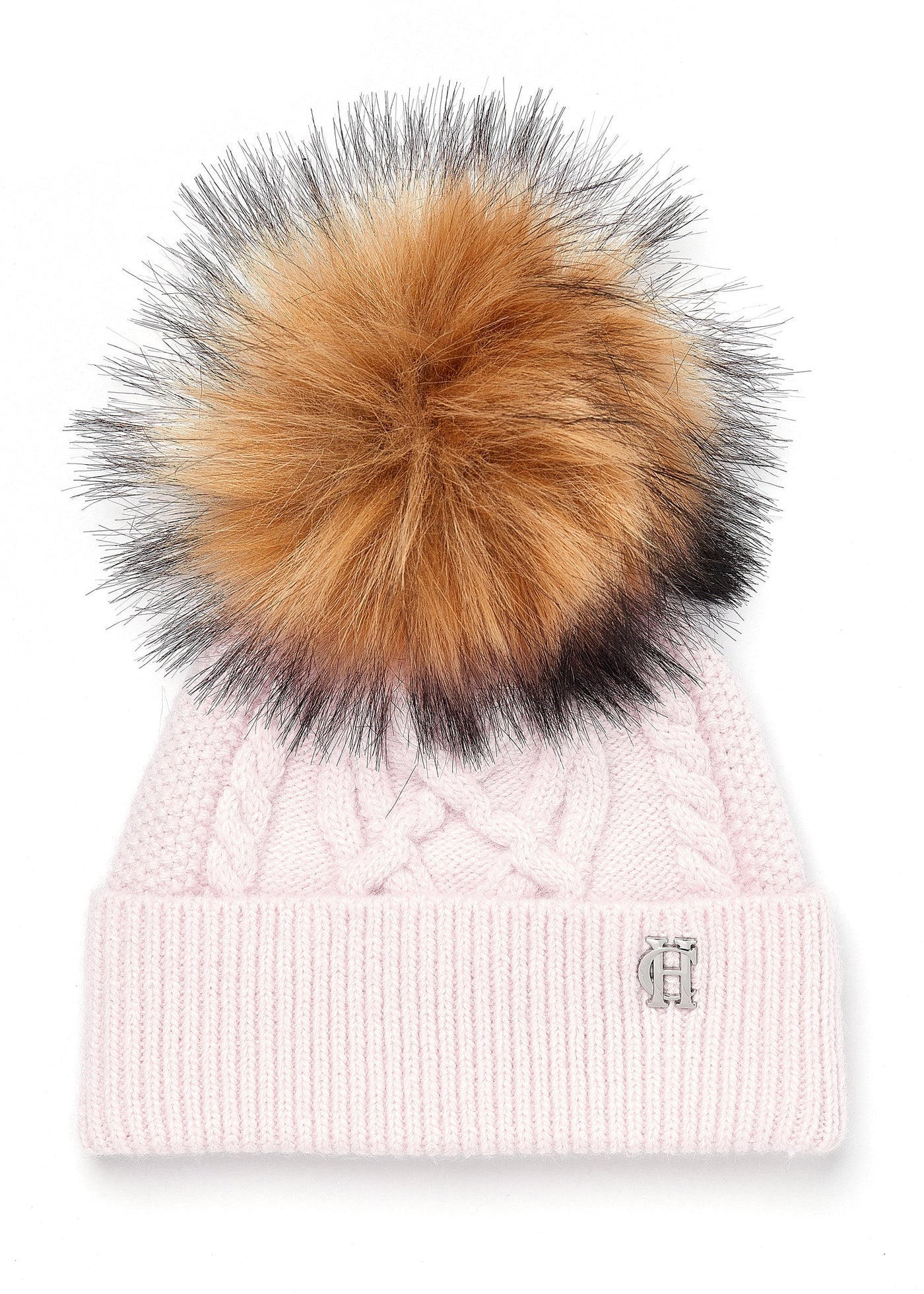 Holland Cooper Cortina Ladies Bobble Hat in Soft Pink Front