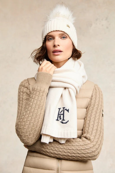 Holland Cooper Elle Scarf in Ecru Model