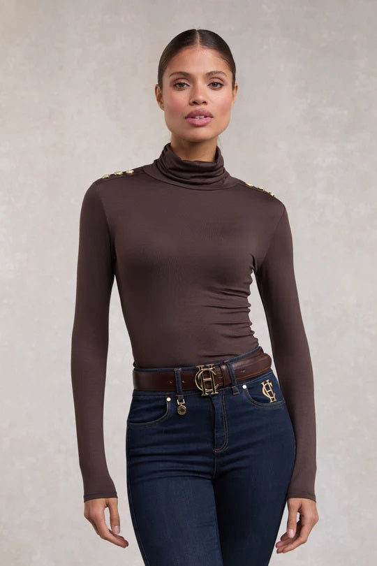Holland Cooper Essential Roll Neck Knit in Coffee