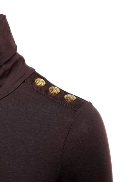 Holland Cooper Essential Roll Neck Knit in Coffee Detail