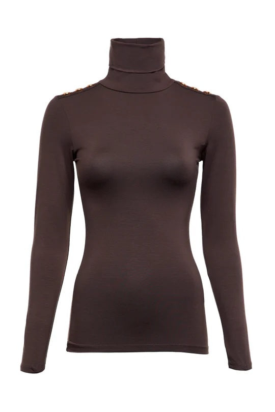 Holland Cooper Essential Roll Neck Knit in Coffee Front
