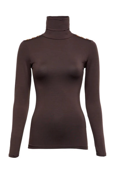 Holland Cooper Essential Roll Neck Knit in Coffee Front