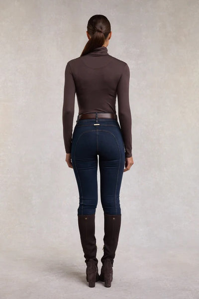 Holland Cooper Essential Roll Neck Knit in Coffee Model Back