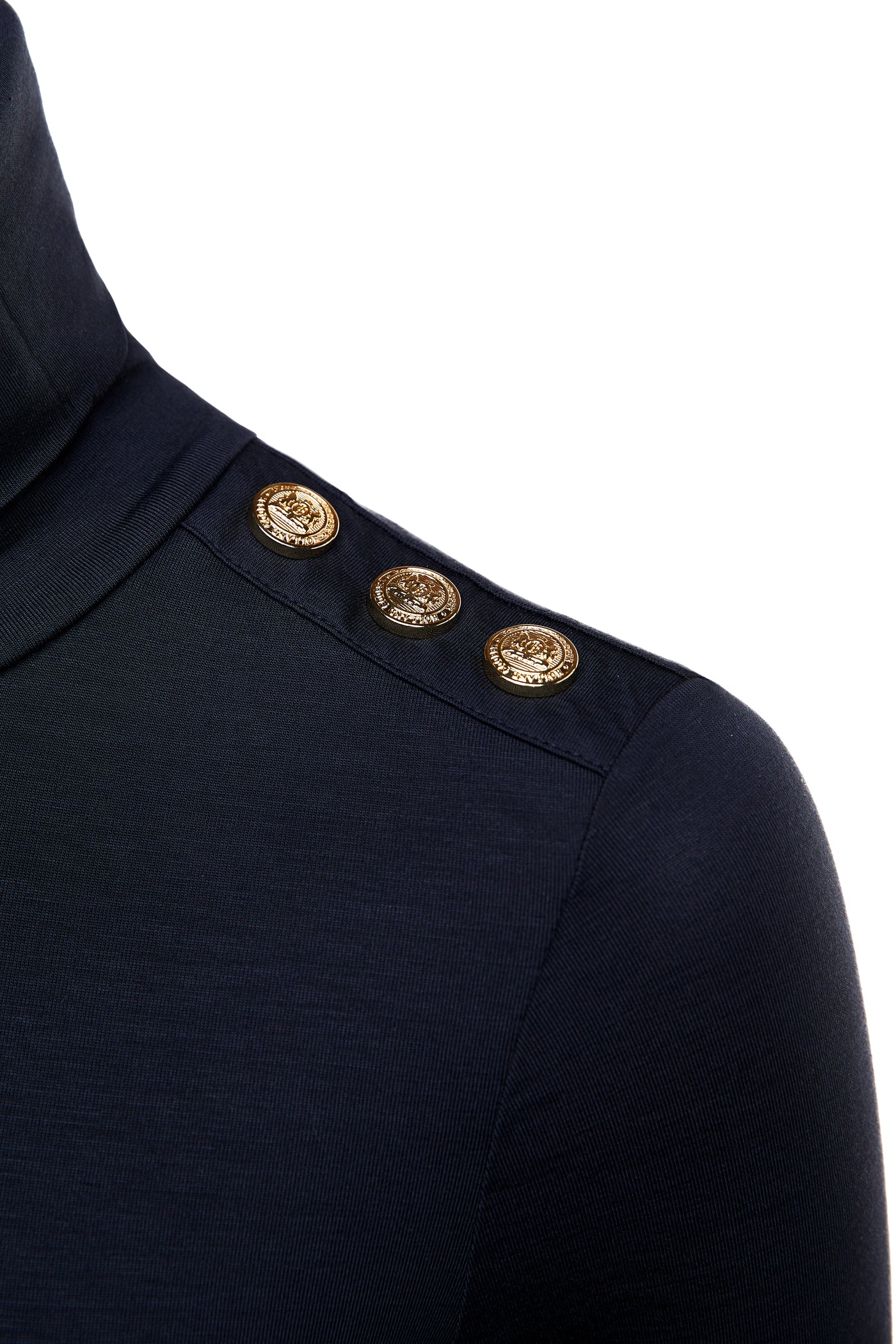 Holland Cooper Essential Roll Neck Knit in Ink Navy Shoulder Detail