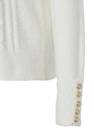 Holland Cooper Harlow Roll Neck Knit in Ecru Cuff Detail