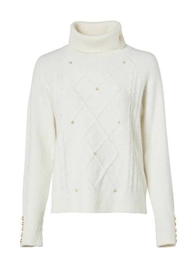 Holland Cooper Harlow Roll Neck Knit in Ecru Front