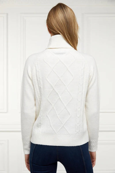 Holland Cooper Harlow Roll Neck Knit in Ecru Model Back