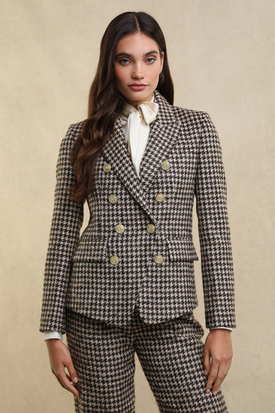 Holland Cooper Knightsbridge Ladies Blazer in Coffee Houndstooth