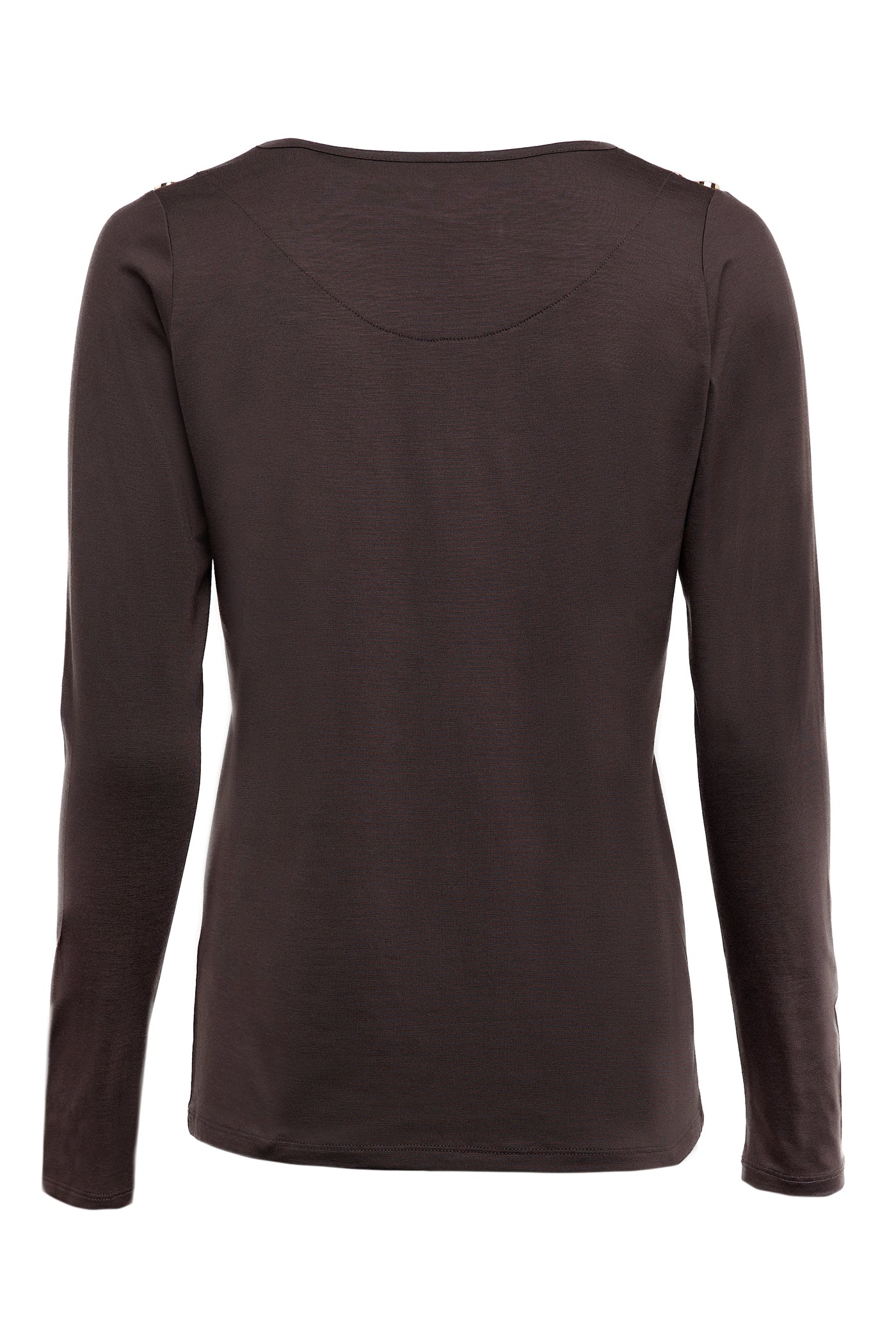 Holland Cooper Long Sleeve V Neck Tee in Coffee Back